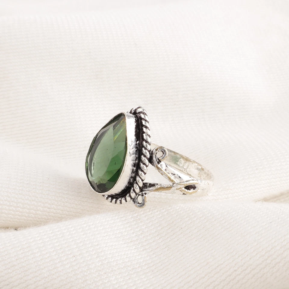 Green Tourmaline Gemstone 925 Sterling Silver Handmade Jewelry Ring Gift - Image 2 of 2