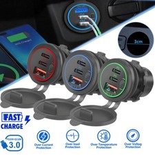 Auto Dual USB C Steckdose 3.0 QC PD 12V Einbau Buchse Wasserdicht KFZ Ladeger�t