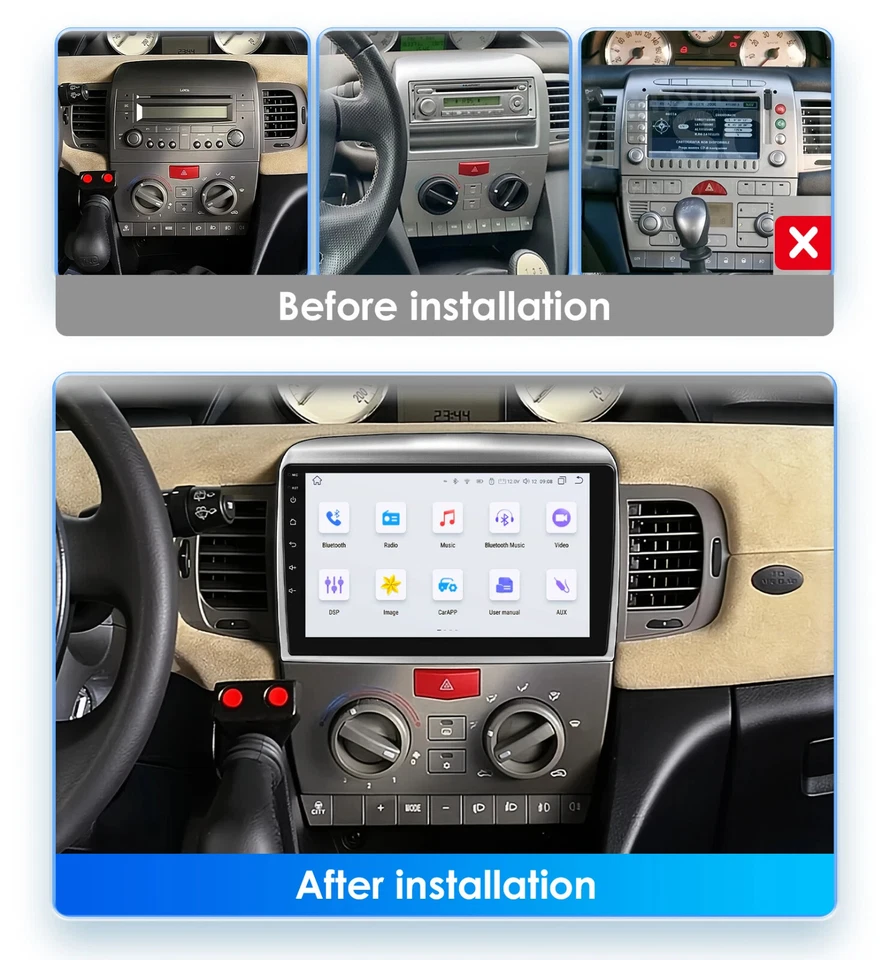 Autoradio Lancia Ypsilon 03-11 9" Android13 2+32GB CarPlay/AndroidAuto WiFi DSP - Immagine 4 di 4