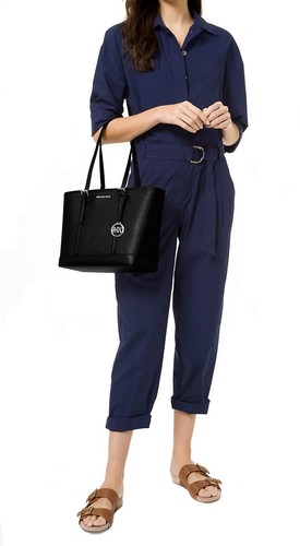 Sac Michael Kors sac à main Jet Set Travel SM TZ Shldr mort noir argent neuf - Photo 8 sur 13