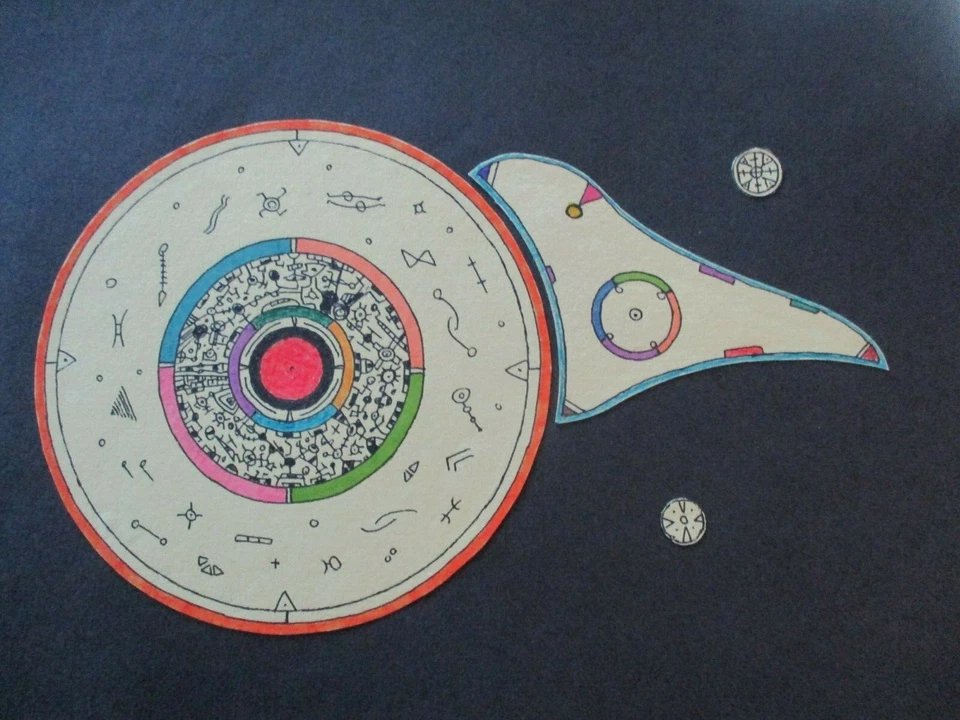 MYSTERY VINTAGE CONTEMPORARY SPACE ATOMIC MODERNIST DRAWING ALIEN CUBIST RETRO - Image 2 of 4