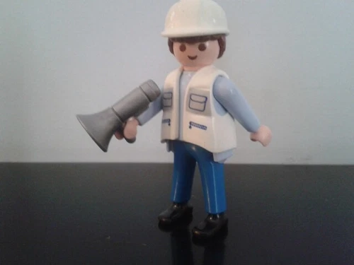 old rare PLAYMOBIL 🤡 Road worker mechanic traffic controller LOUD SPEAKER 8