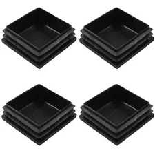 4 Pack 2" Square Plastic Plugs Black Tubing End Caps Plugs Insert for Square ...