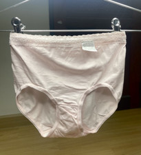 Vintage Baby Pink Double Cotton Granny Panty Rayon Nylon Lace Briefs Sz.6/M