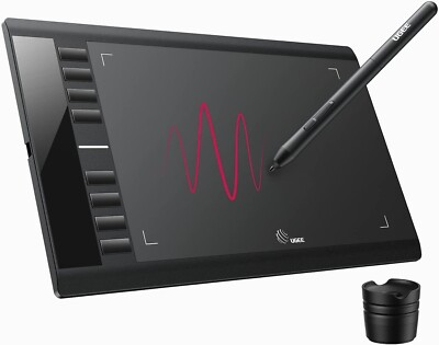 UGEE M708 Zeichentablett, 10 x 6 Zoll große Grafik, 8 Hotkeys batteriefreier Stift-CW