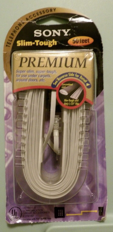 Sony Slim-Tough 50 Foot Line Cord:  Super Slim to fit under carpeting.  NEW