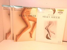 VTG 4 PR JCPenny Sheer Caress Silky Sheer Pantyhose ,Color Beige SZ Average