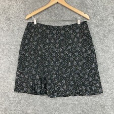 Target Womens Skirt Size 12 Black Floral A-Line Zip Mini Lined 36127