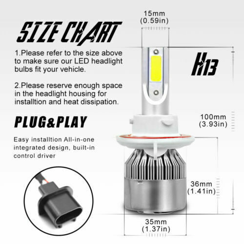For Nissan NV200 2013-2019-2X 2 Side 9008 / H13 LED Headlight 6000K White Bulbs - Picture 7 of 12
