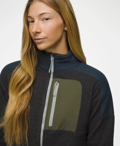 NWT $140 PrAna Women’s Peak Fleece Jacket Large Charcoal/Stormy Night Multicolor - Picture 3 of 6