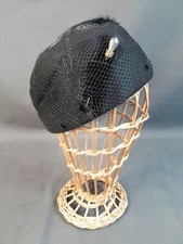 S-417. Black Tulle Veil Hat. Mid 20th Century