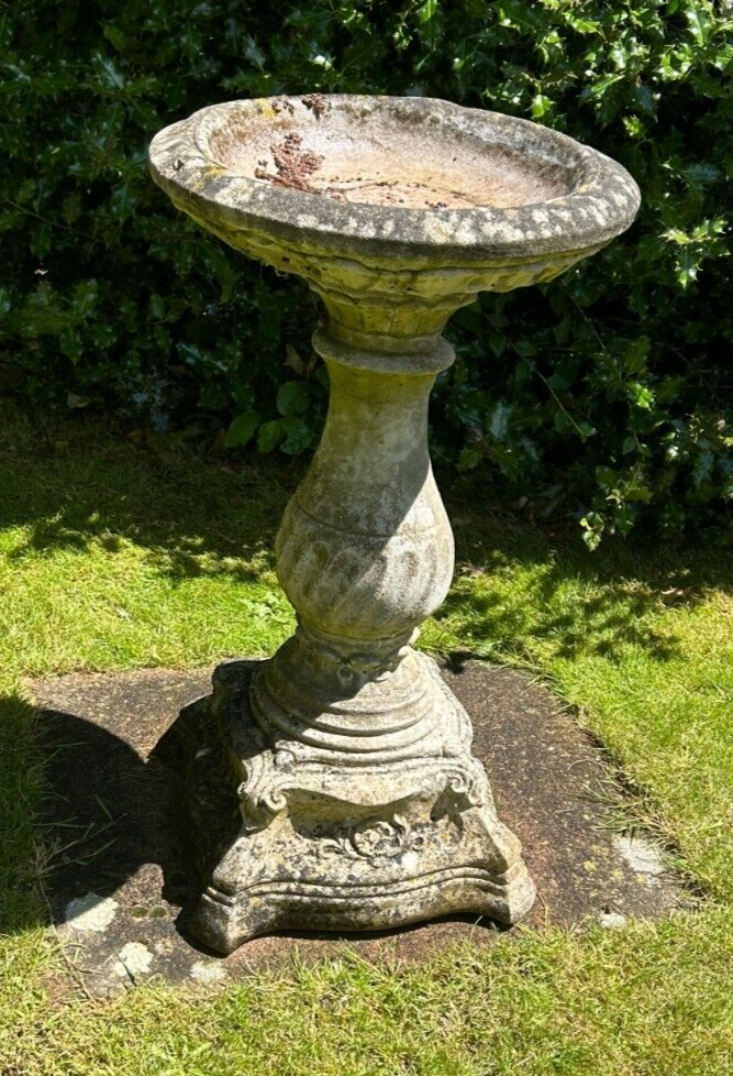 A Very Attractive Vintage Stone Bird Bath eBay