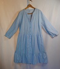 Waist-Defined Striped Shirt Dress Light Blue Stripped Old Navy (L)
