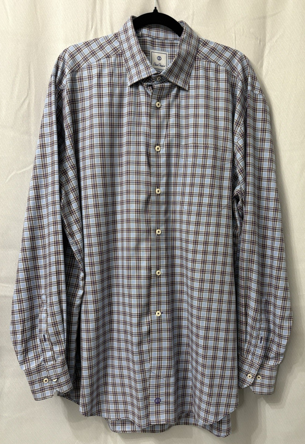 David Donahue Mens Long Sleeve Plaid Button Down Shirt Size 2XL