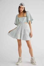 Free People Cross Of Sunlight Mini Endless Summer Smocked Square Neck Dress S