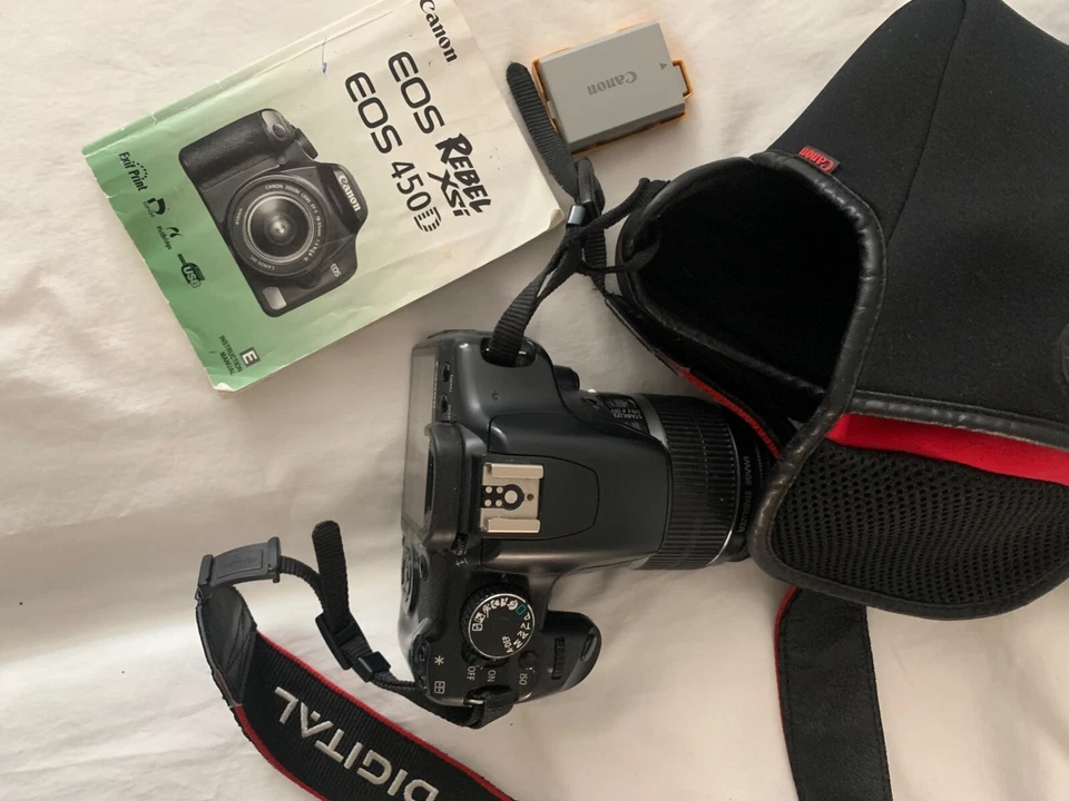 Cámara digital Canon rebel EOS xsi 450D, con estuche y lente zoom Quantaray AF Foto 3 de 4