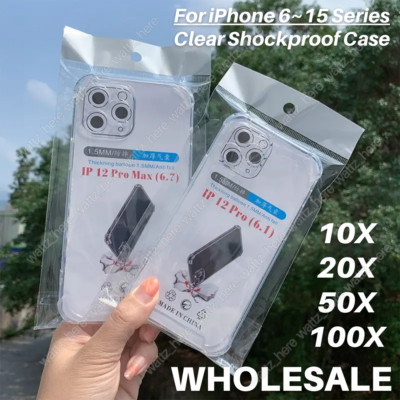 For iPhone 15 14 13 12 Pro Max XR XS Max 8 Plus Clear Shockproof Case Cover Lot