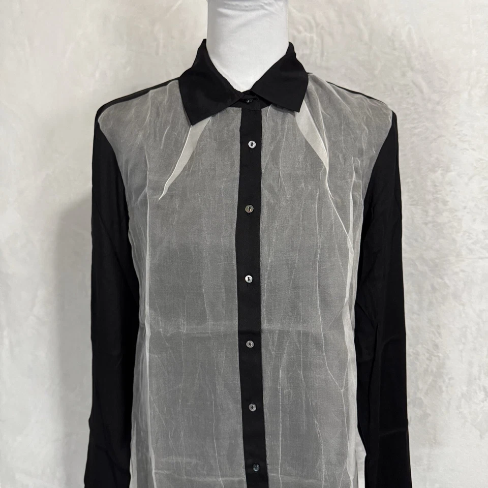 Artelier Nicole Miller Silk Blouse Top Size XS Long Sleeve Button Down Oversized - Image 3 of 4
