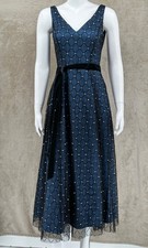 Adrianna Papell Boutique Dress Womens 4 Navy Fit & Flare Shimmer Formal Wedding