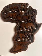 AFRICA “Big 5” Hardwood-Carved on The African Continent~ 13 x 11 Wall Decor