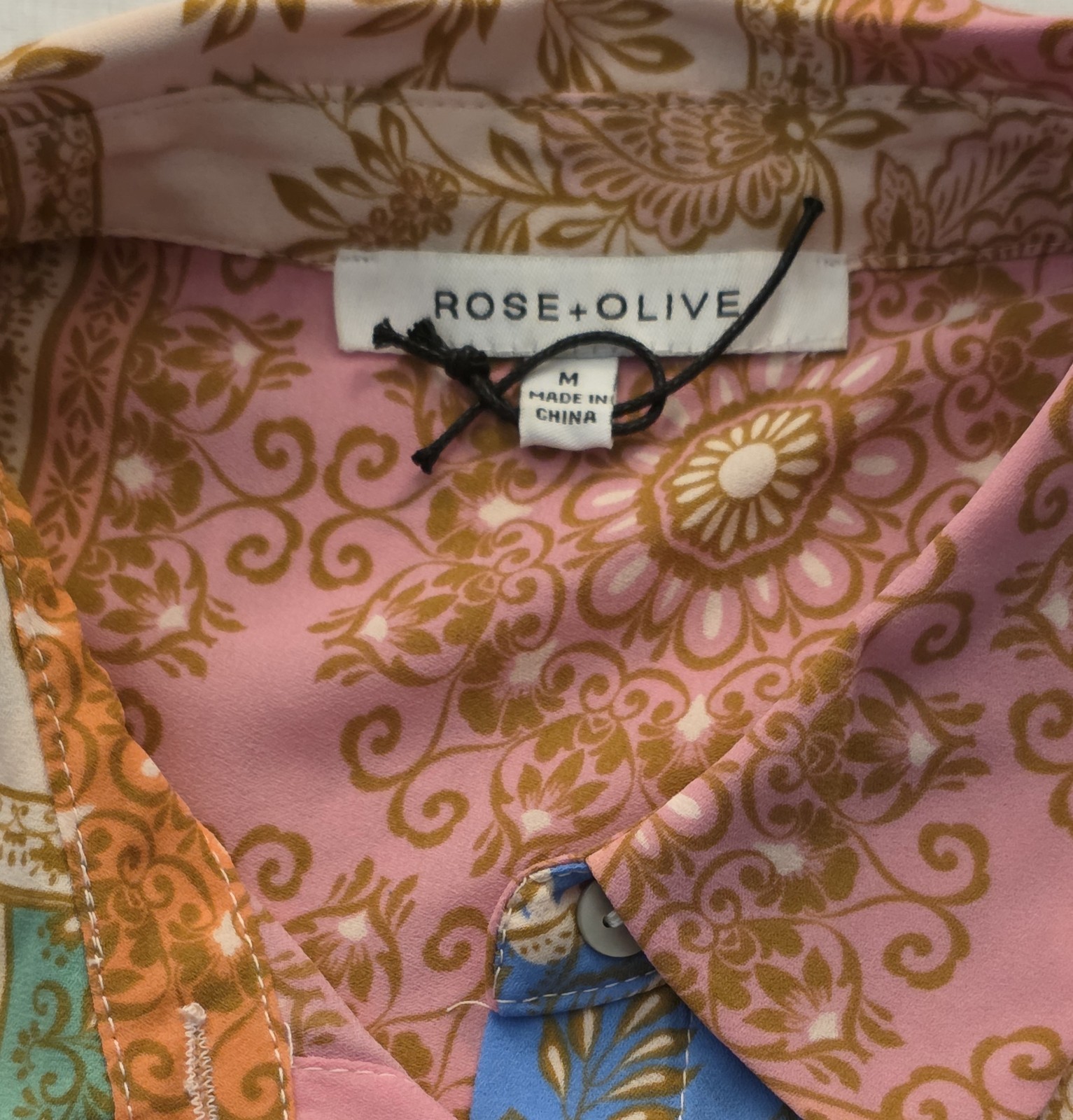 Rose + Olive Patchwork Blouse - Size Medium - Flo… - image 2