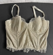 Victoria's Secret Corset Bra 34B Bustier Dream Angels Lace Metallic Shimmer
