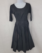 NATLYNN Womens Cocktail Party Dress BLACK Taffeta Rockabilly 50s Vtg READ REPAIR