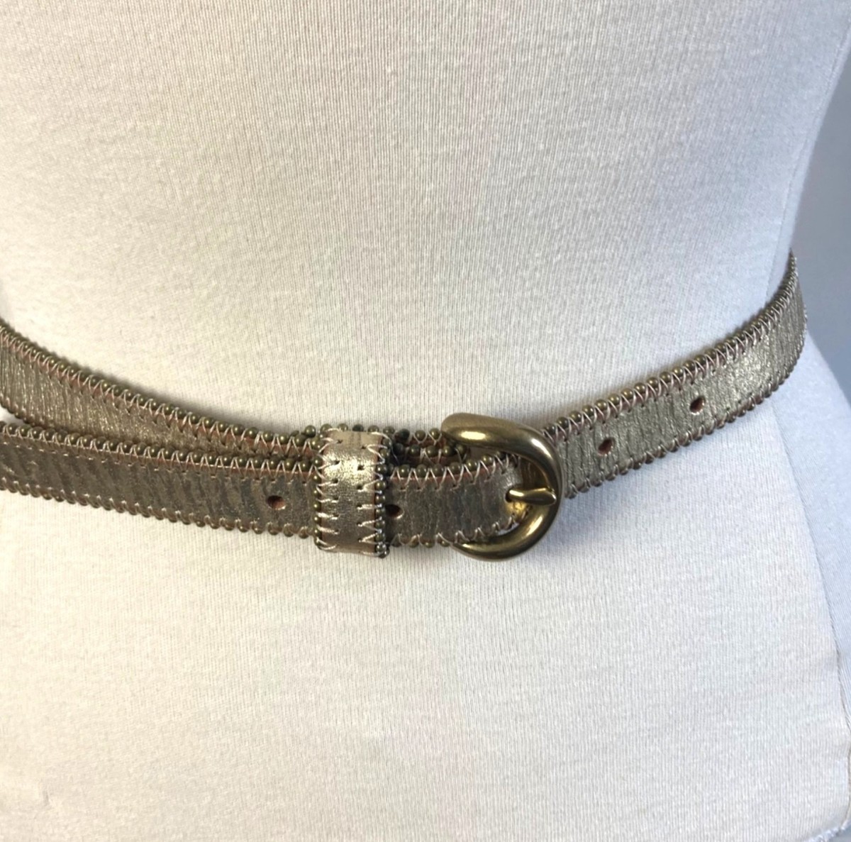 Metallic Gold Women\'s Leather Belt Size S Gold Leather Belt, Skinny Leather Belt, Gold Belt , Women  main image 2