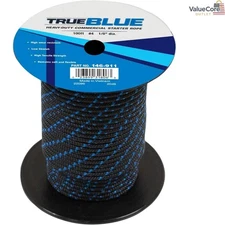Durable 100' Trueblue Starter Rope - Synthetic, Low Stretch & Wear Resistant