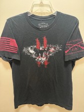 Grunt Style Men s Short Sleeve Black Graphic T Shirt Patriotic Eagle Flag Size L