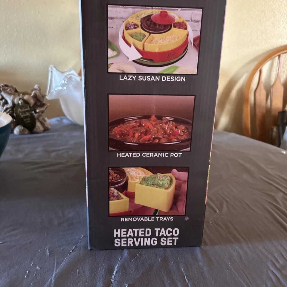 Appétit Heated Taco Serving Set Ceramic Taco Tuesday Lazy Susan Style New In Box - Image 4 of 4
