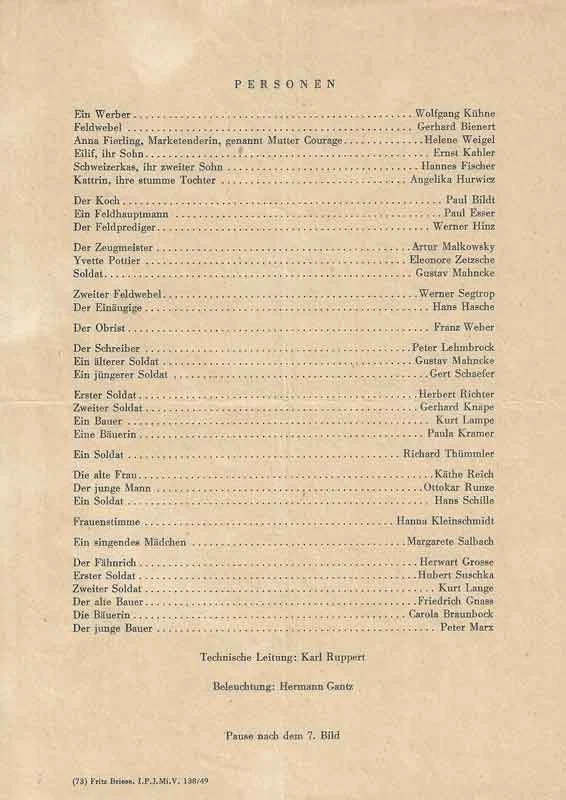 Berlin Jan 1949 Programm Deutsches Theater „MUTTER COURAGE UND IHRE KINDER“ - Bild 2 von 2