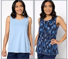 Denim  Co. Jersey 2-Pack Swing Tank Tops-Blue Haze Abstract-XXS A398744