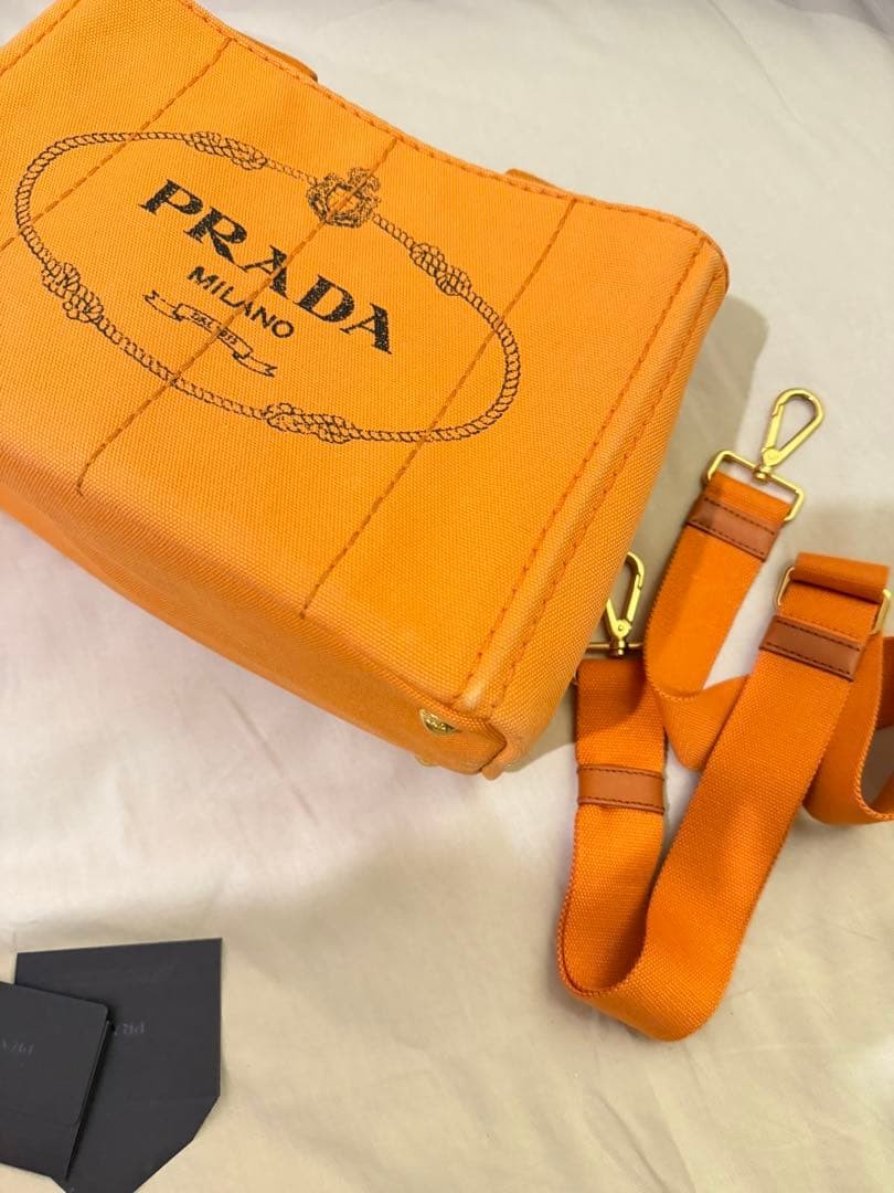 PRADA orange canvas shoulder bag thumbnail 8