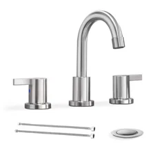 3-Hole LowArch 2-Handle 8" Widespread Bathroom Sink Faucet Brushed Nickel