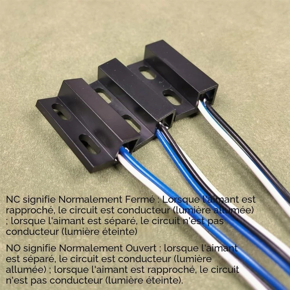 Capteur de porte magnétique Gebildet NO/NC 3 jeux alarme fenêtre - Photo 4/4