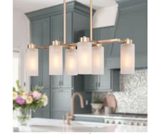 LNC Modern Satin Gold Chandelier Linear Classic 6-Light Island Chandelier