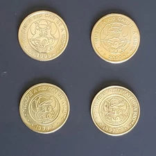 4 Chuck E Cheese game tokens coins 1997 1998 1999 2000 Where a Kid Can Be a Kid