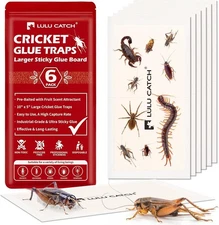 LULUCATCH Cricket Insect Glue Traps - 6 Pack Bug Cockroach Sticky Traps, Large