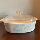 Corning Ware A-2-B Floral Pastel Bouquet 2 Liter Casserole W/Pyrex Lid READ