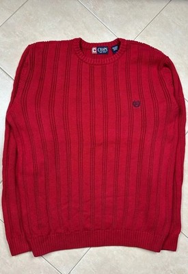 Chaps Ralph Lauren Vintage Pullover red cable knit Medium 100% cotton 90s