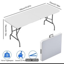 Large Outdoor Table Folding Garden White