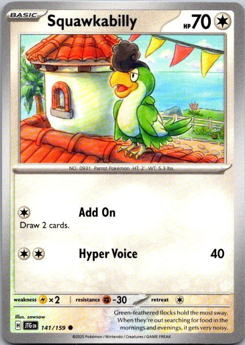 Pokemon Squawkabilly Common SV09: Journey Together 141/159 NM