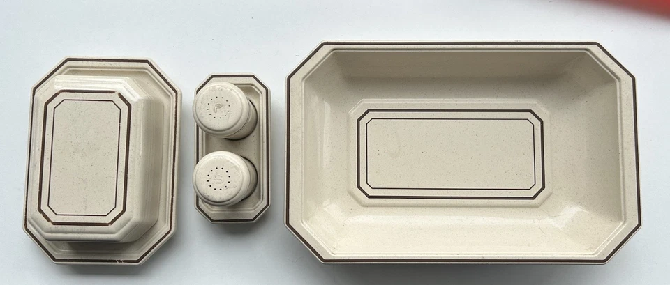 Vintage EMSA Salt & Pepper Butter Dish Set Melamine 1970’s - Image 4 of 4