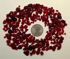 GENUINE SURF TUMBLED SEA GLASS FROM PUERTO RICO / 1.2 oz. RARE RUBY RED #1