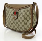 Auth Vintage GUCCI Brown GG PVC Canvas and Leather Crossbody Shoulder Bag #64464