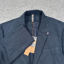 Pj Paul Jones Blazer Mens Large Blue Linen Cotton Blend Jacket City Travel NEW
