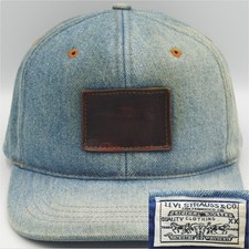 Vintage Levi's Levi Strauss Denim Strapback Trucker Light Wash Jean Hat Macau