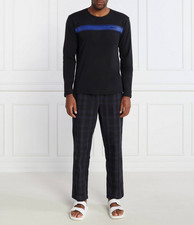 Image of Boss Mens Pyjama Urban Long Set Black/Blue UK Small BNWT RRP £99