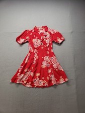 Free People Women Dress XS Multicolor Floral Button V Neck Collared Logo Casual